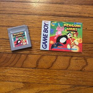 Penguin Wars Nintendo Game Boy Original 1990 DMG-PW-USA Cartridge and Manual